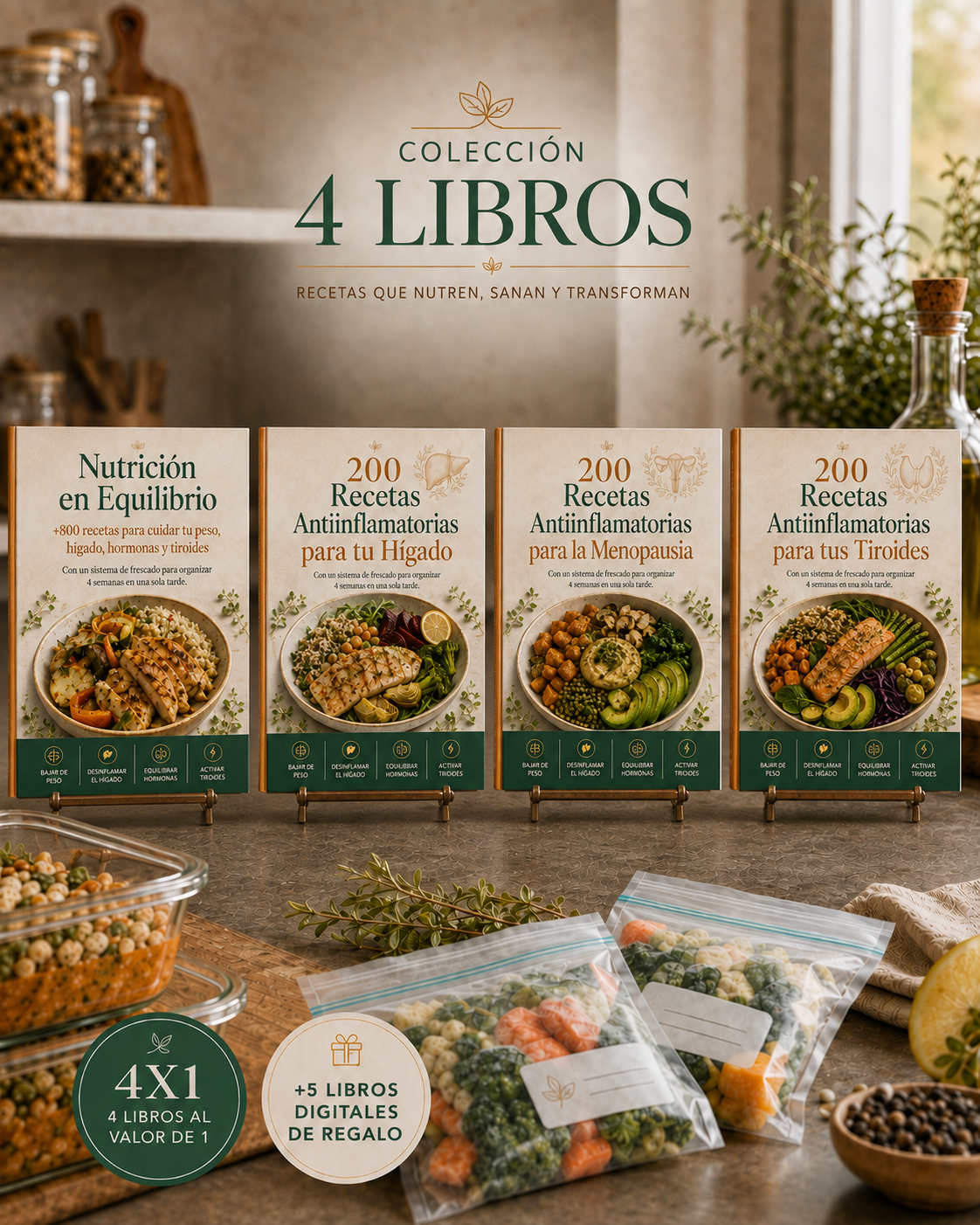Nutrición en Equilibrio | +800 Recetas Antiinflamatorias para Peso, Hígado, Hormonas y Tiroides